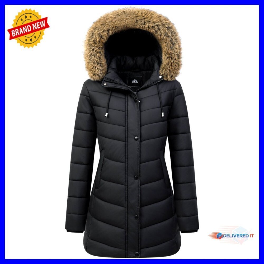 Long Winter Puffer Coat Waterproof Detachable Hooded Parka Fleece Lined